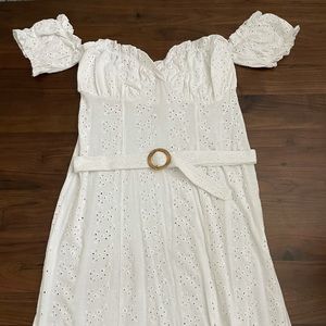Eyelet Midi Dress with belt